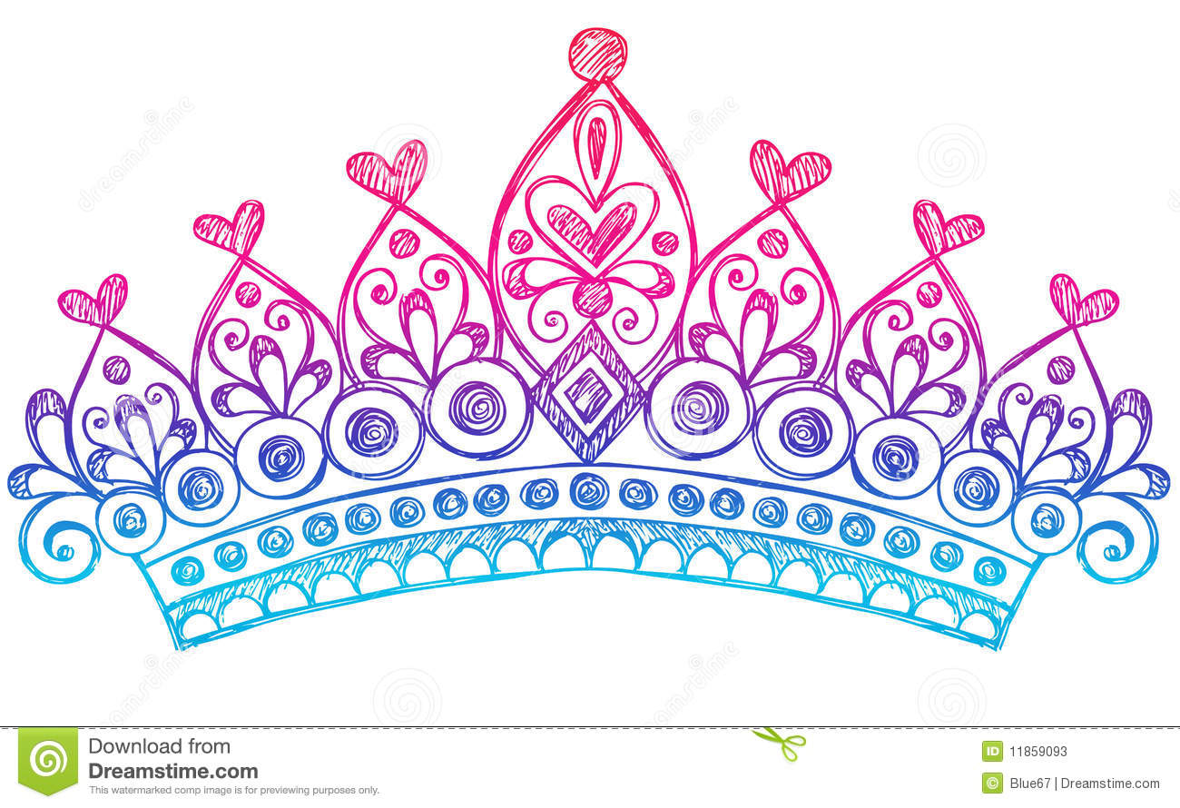 Of Hand Drawn Sketchy Princess   Queen Tiara Crown Notebook Doodles