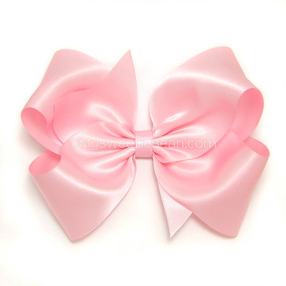 Pink Satin Hair Bow Extra Large Satin Bow 6 Inch Bow Pink Satin Bow    