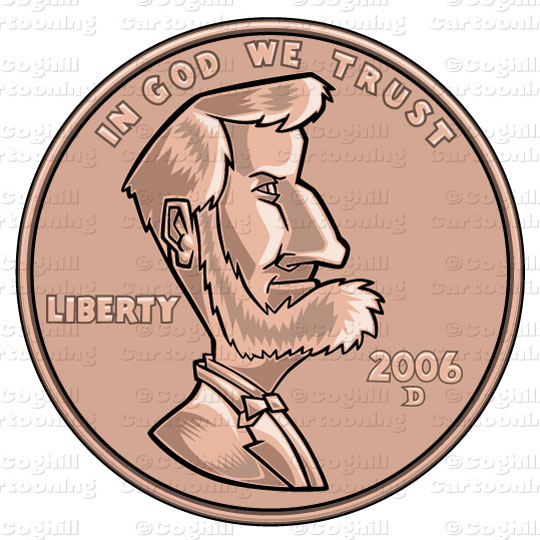 Us Penny Coin Stock Illustration Cartoon Clipart   Coghill Cartooning