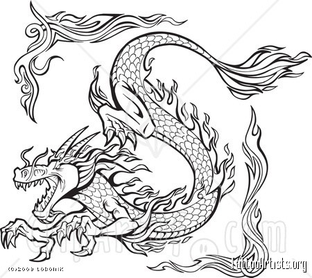 Tattoo Design Of A Dragon Clipart Illustration   Tattoo Artists Org