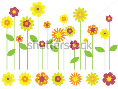Bright Flower Border And Individual Flowers Stock Vector   Clipart Me