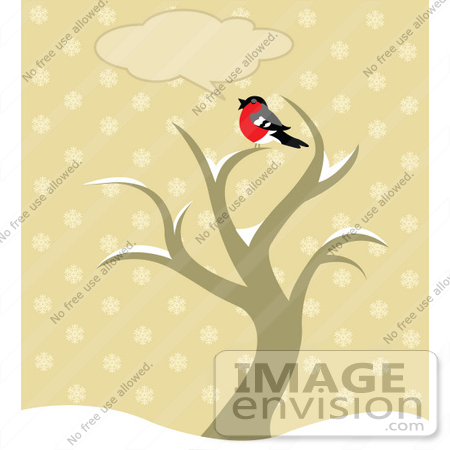 Clip Art Picture Of A Chatty Robin Bird Sitting On Top Of A Winter