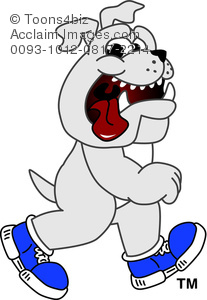 Clipart Cartoon Bulldog Wearing Walking Shoes   Acclaim Stock