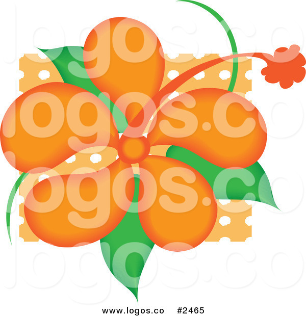Royalty Free Vector Logo Icon Of A Bright Orange Hibiscus Flower With