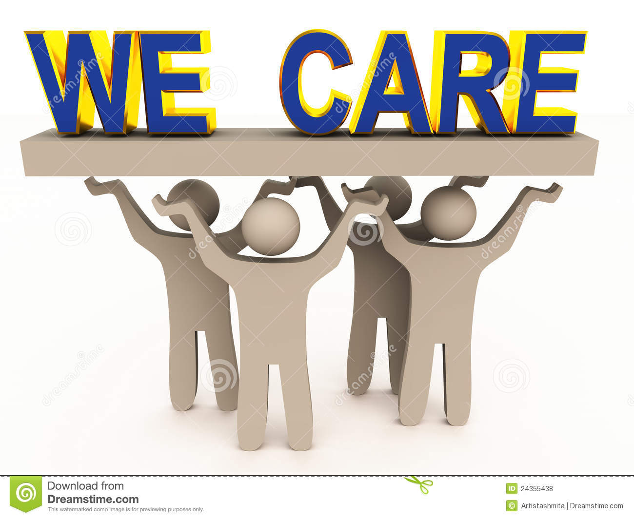 Customer Care Concept Image With Figures Holding We Care Words On A