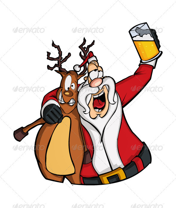 Drunk Santa Claus   Characters Vectors