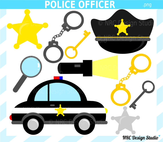 Final Sale Policeman Clip Art   Police Officer Cop Car Badge Handcuffs    