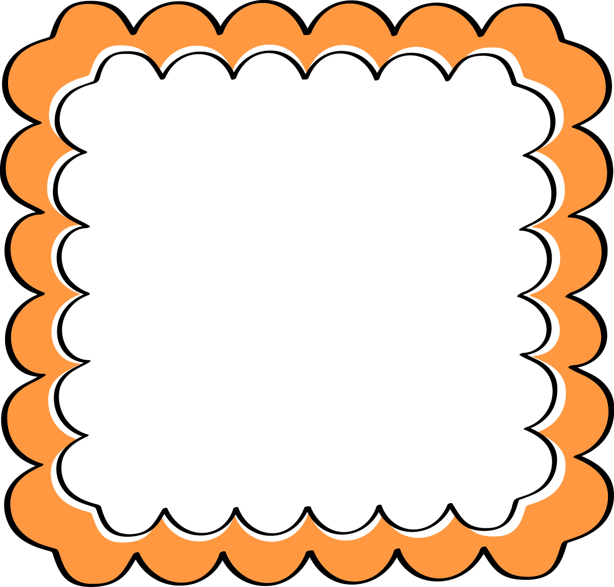 Orange Scalloped Frame   Free Clip Art Frames