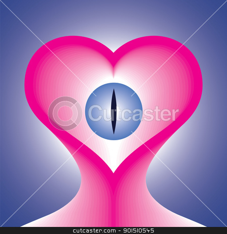 Pink Heart With Eye Over Blue Background Stock Vector Clipart Pink