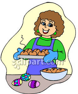 Woman Baking On Easter   Royalty Free Clipart Picture