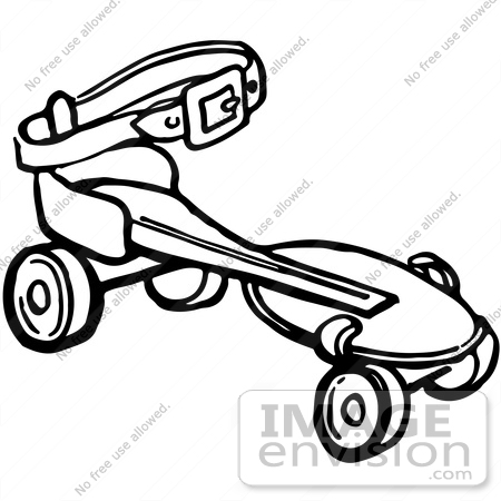 61938 Clipart Of A Retro Roller Skate In Black And White   Royalty    