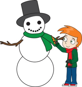 Snowman Clipart Image   Little Boy Decorating A Snowman