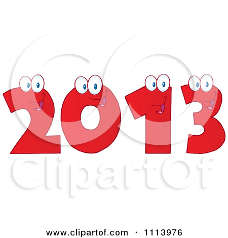 Clipart Red Happy 2013 Numbers   Royalty Free Vector Illustration By