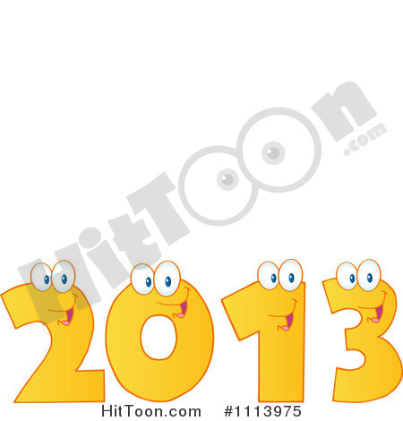 Clipart Yellow Happy 2013 Numbers   Royalty Free Vector Illustration
