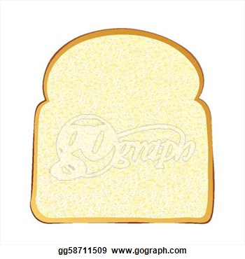 Clip Art   Single Slice Of Wholemeal White Bread With Crust  Stock