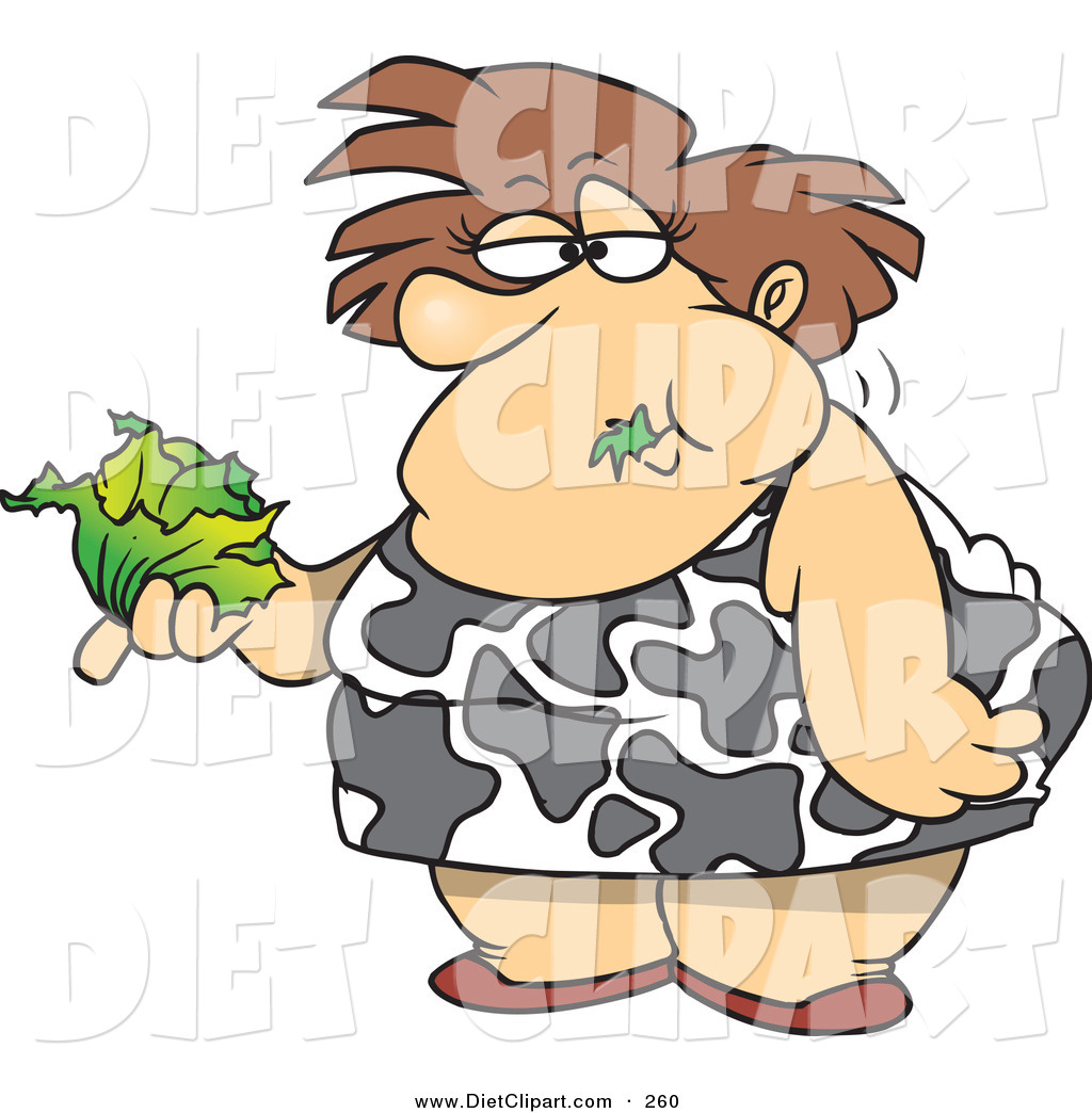 Clipart Picture Cartoon Fat Woman Eating Head Lettuce