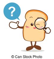 Happy Smile Searching Something Slice Of Bread Cartoon Vector Clipart