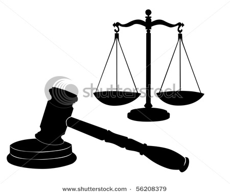 Justice Symbols Including A Judge S Gavel Or Mallet And The Scales Of
