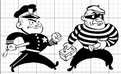Vintage Cops And Robbers Colouring Pages