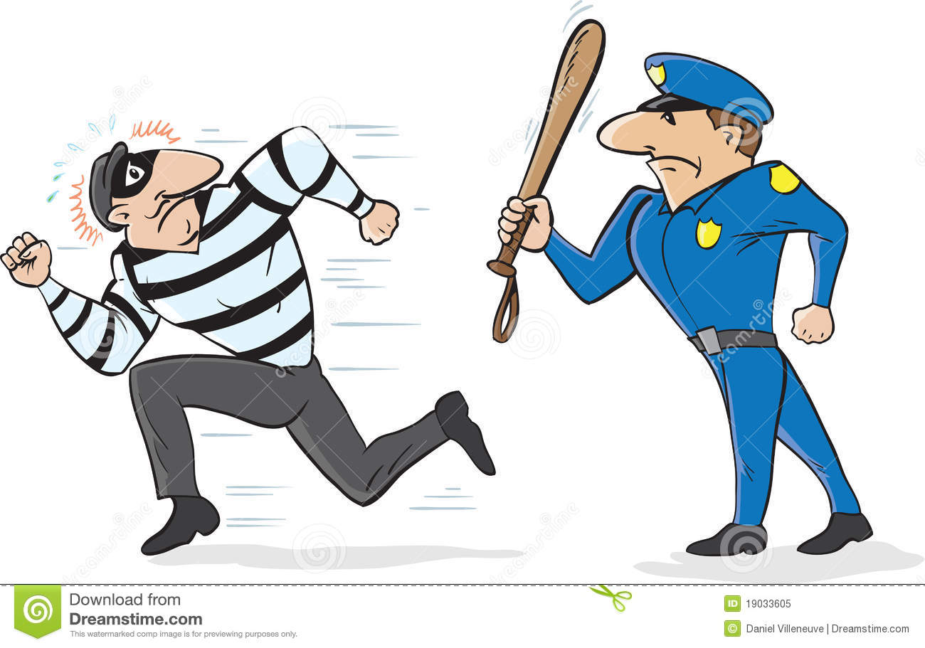 Cop Chasing Burglar Royalty Free Stock Photo   Image  19033605