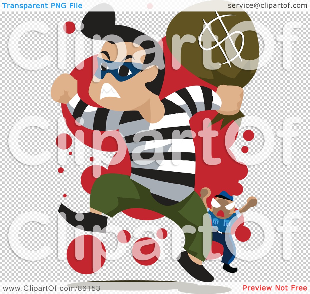 Free  Rf  Clipart Illustration Of A Bank Robber Running With A Bag