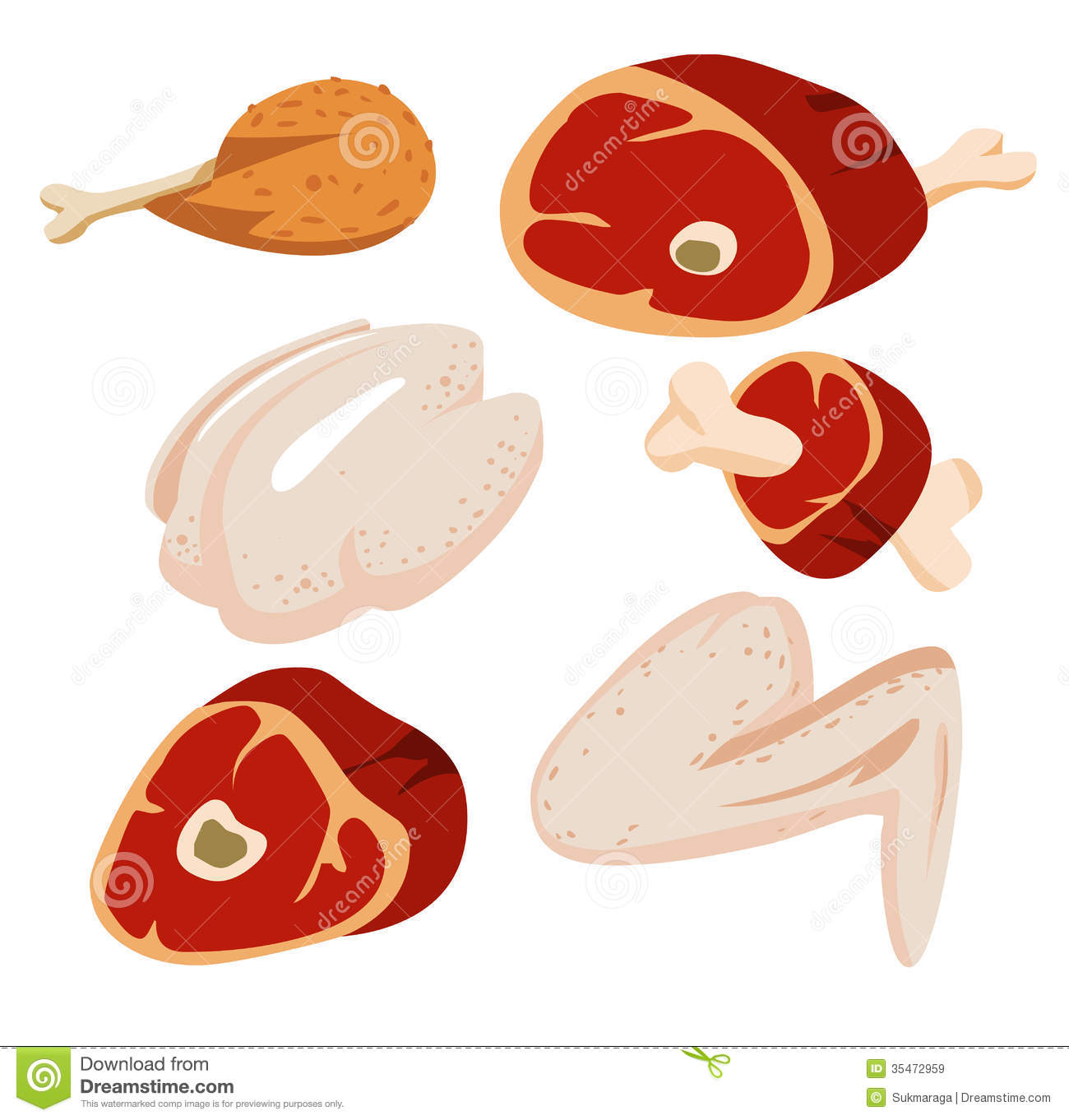 Meat Clipart Raw Meat Set