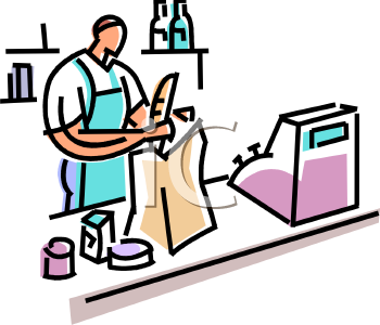 This Clerk Bagging Groceries At A Check Out Stand Clipart Image Can
