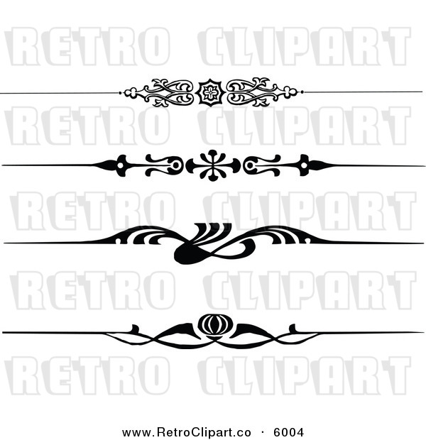 Vector Clipart Of Retro Black And White Decorative Art Deco Borders By