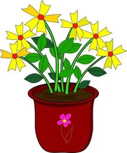 Daisies Clipart Image   Yellow Daisy Flowers In A Pot   House Plants
