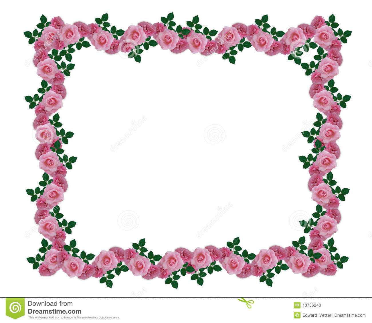 Image And Illustration Composition Of Pink Roses Garland For Wedding