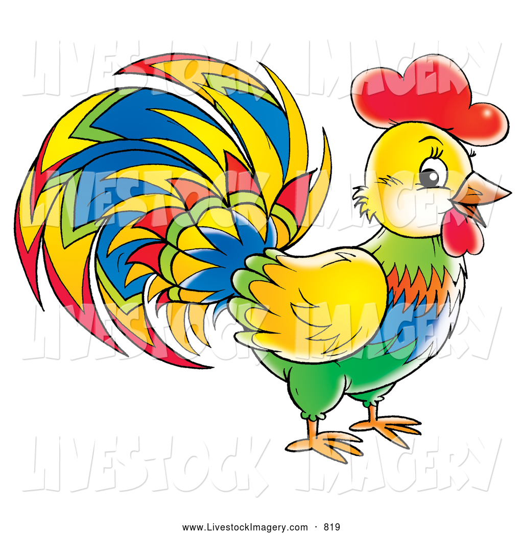 Livestock Clipart Clip Art Of A Beautiful Vibrantly Colored Rooster In