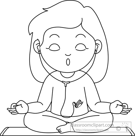 Health   Meditation With Music Outline   Classroom Clipart