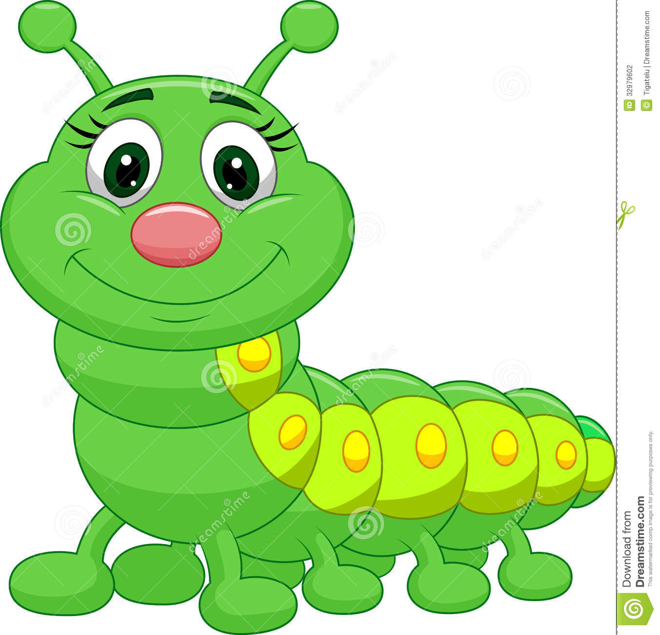 Illustration Of Cute Green Caterpillar Cartoon