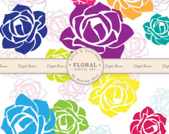 Premium Rose Vectors Roses Clip Art Rose Clipart In Fun Bright