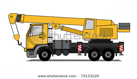 Vector Clip Art Illustration Of A Truck With A Mobile Crane On It