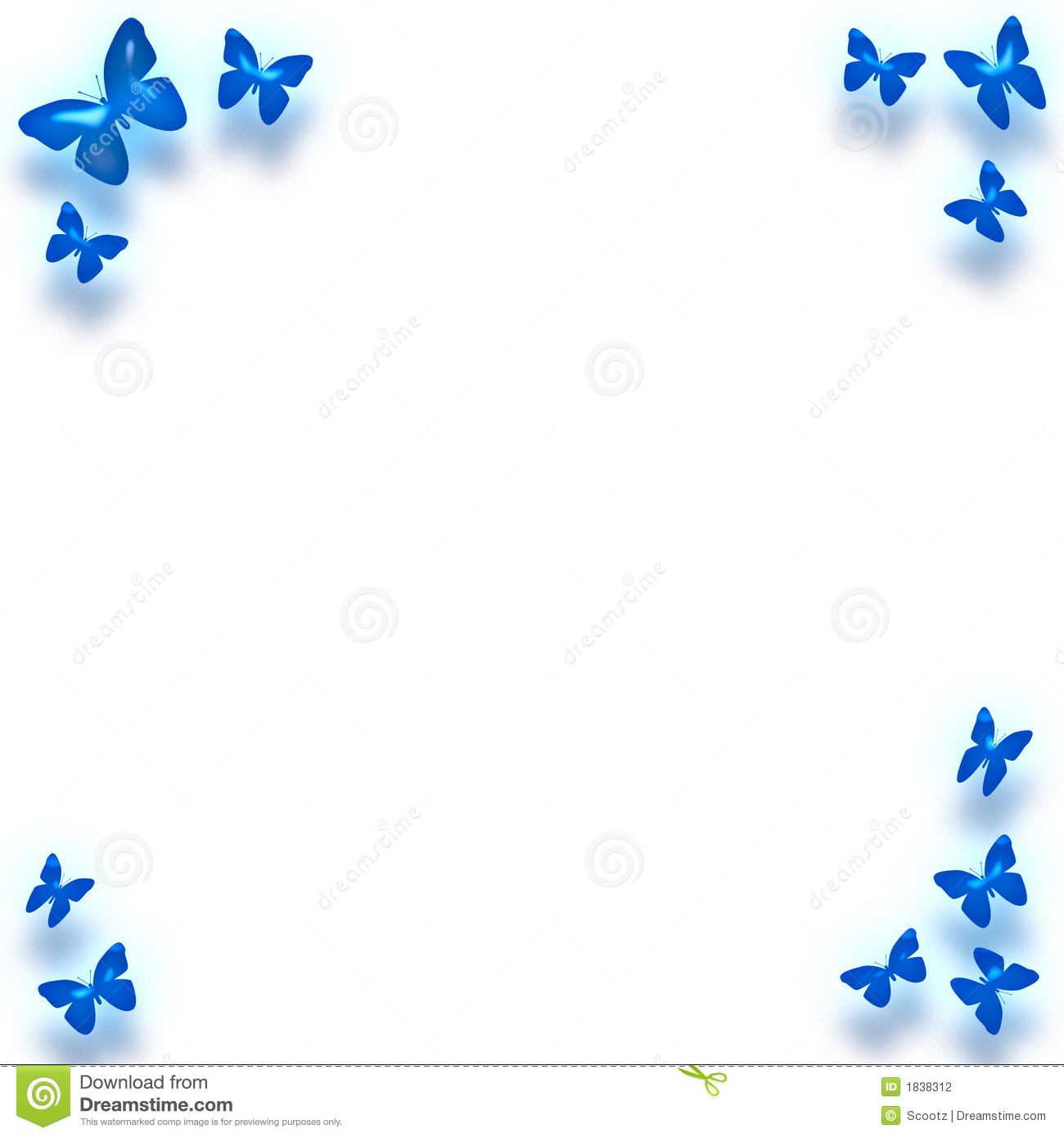 Blue Butterfly Border Around Note Paper Backgroundstationarycard