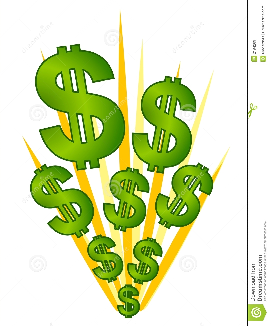 Cash And Money Illustration Of Dollar Signs Exploding Representing