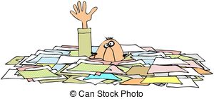 Drowning In Paperwork   This Illustration Depicts A Man With