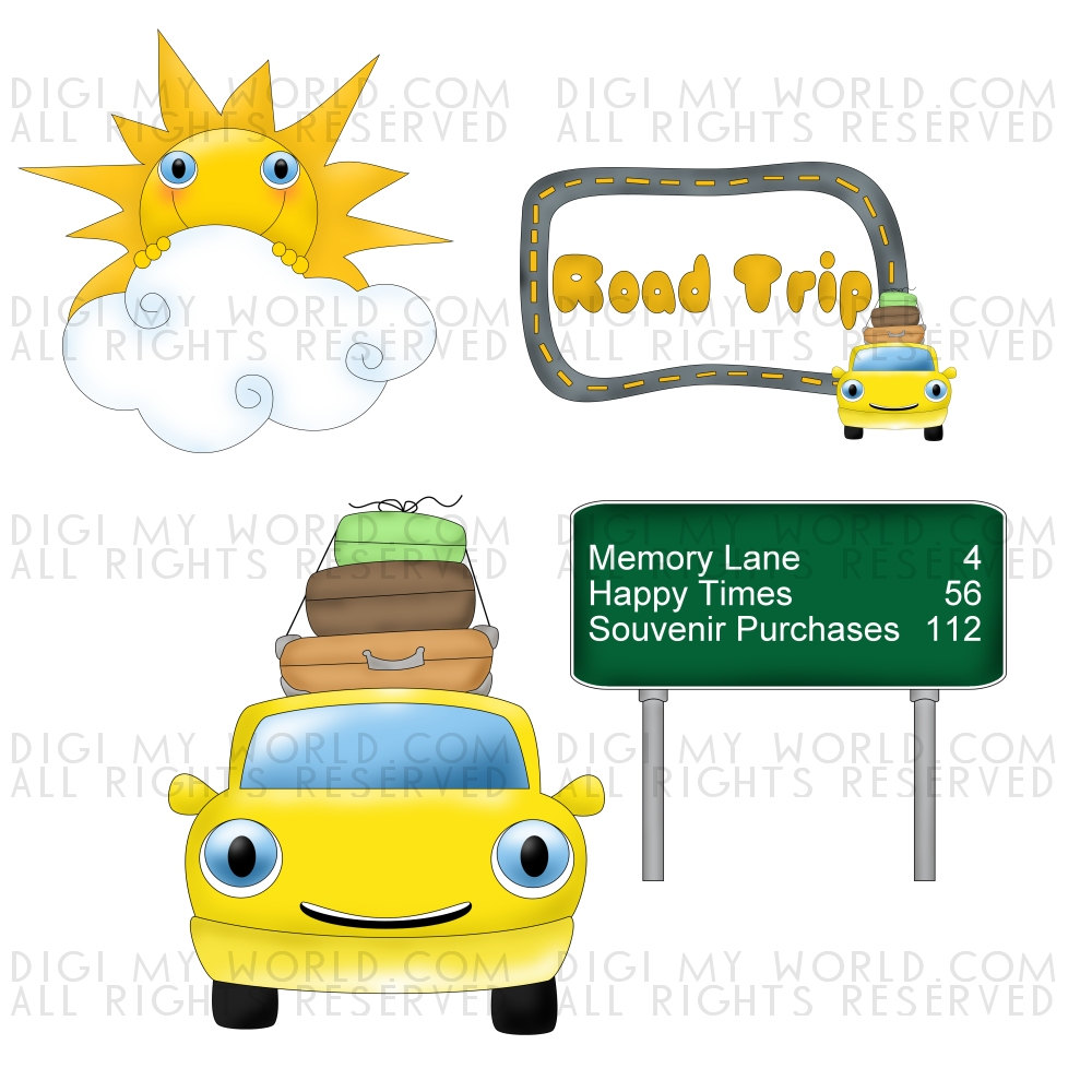 Items Similar To Road Trip   Summer Travel   Car Highway Clip Art On
