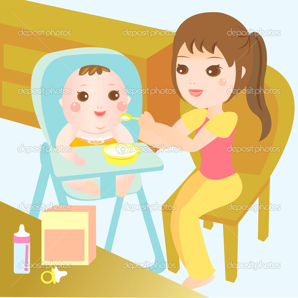 Baby Food Clipart Mom Feeding Food To Baby
