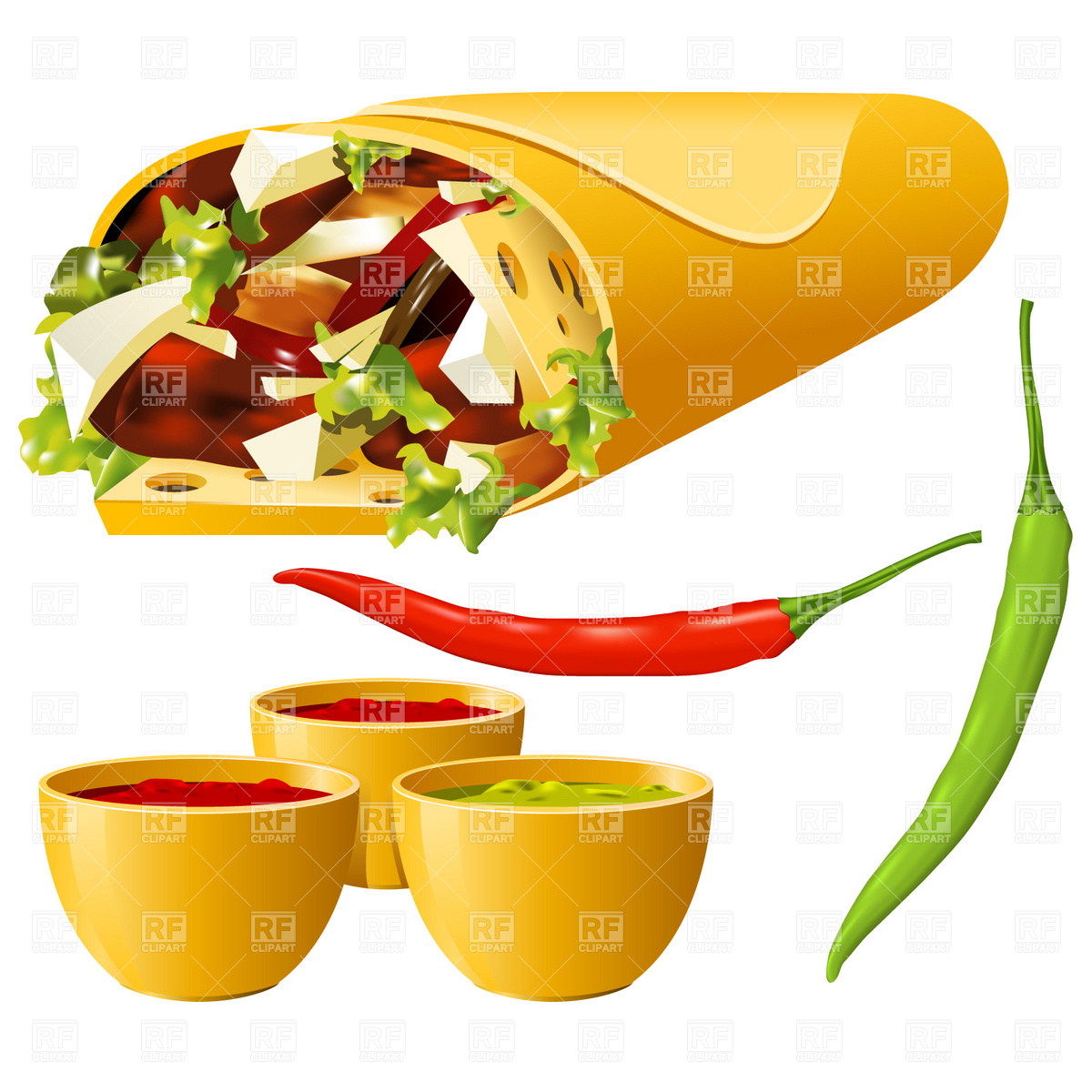 Burrito And Hot Pepper 4706 Download Royalty Free Vector Clipart