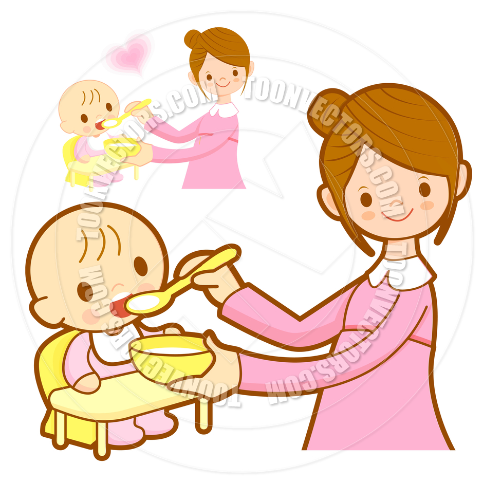 Cartoon Mother Feeding Her Baby By Boians Cho Joo Young   Toon Vectors