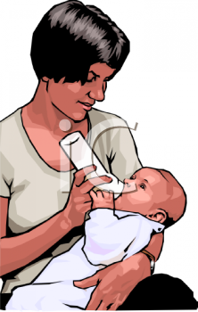 Clip Art Image  African American Woman Feeding A Bottle To Her Baby