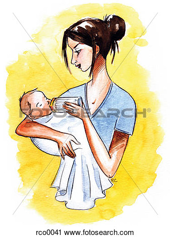 Clipart A Mother Bottle Feeding Her Infant  Fotosearch Search Clip