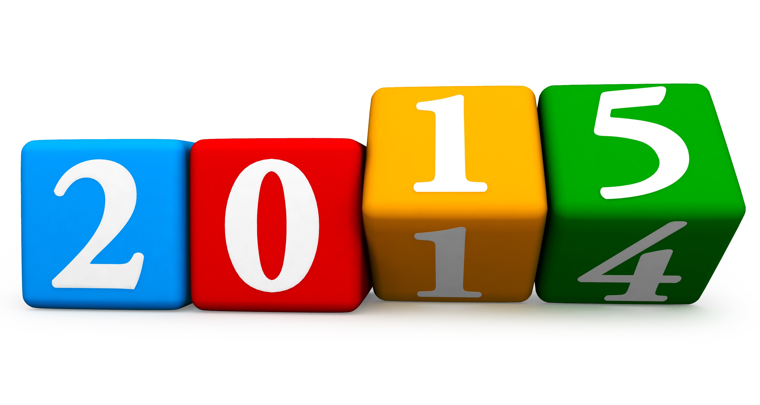Different Colored Four Blocks With 2015 Year For Business Goals Stock