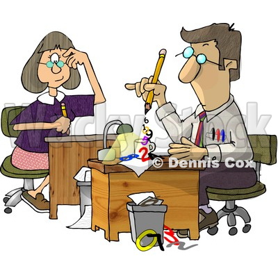 Female Accountants Working At Desks Clipart Illustration By Dennis Cox