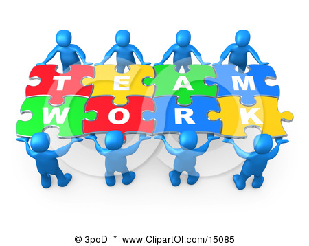 Pieces Of A Jigsaw Puzzle That Spells Out Team Work Clipart Graphic