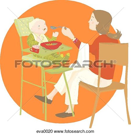 Stock Illustration   Mom Feeding Baby  Fotosearch   Search Clipart