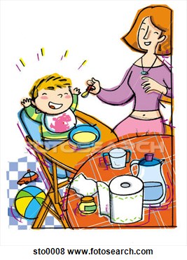 Stock Illustration   Mother Feeding Baby  Fotosearch   Search Eps Clip