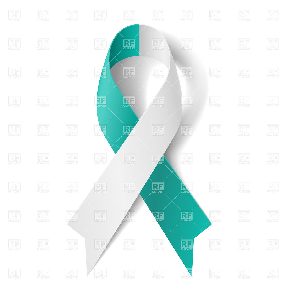 Teal And White Ribbon   Symbol Of Cervical Cancer Download Royalty